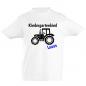 Preview: T-Shirt Kindergartenkind mit Traktor und Name, 100% Baumwolle, Schriftfarbe: blau