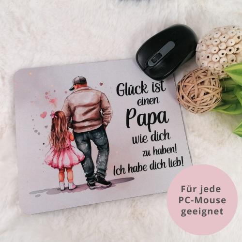 Mousepad mit Spruch Glück ist einen Papa wie dich zu haben, Variante Papa und ein Mädchen, Cover